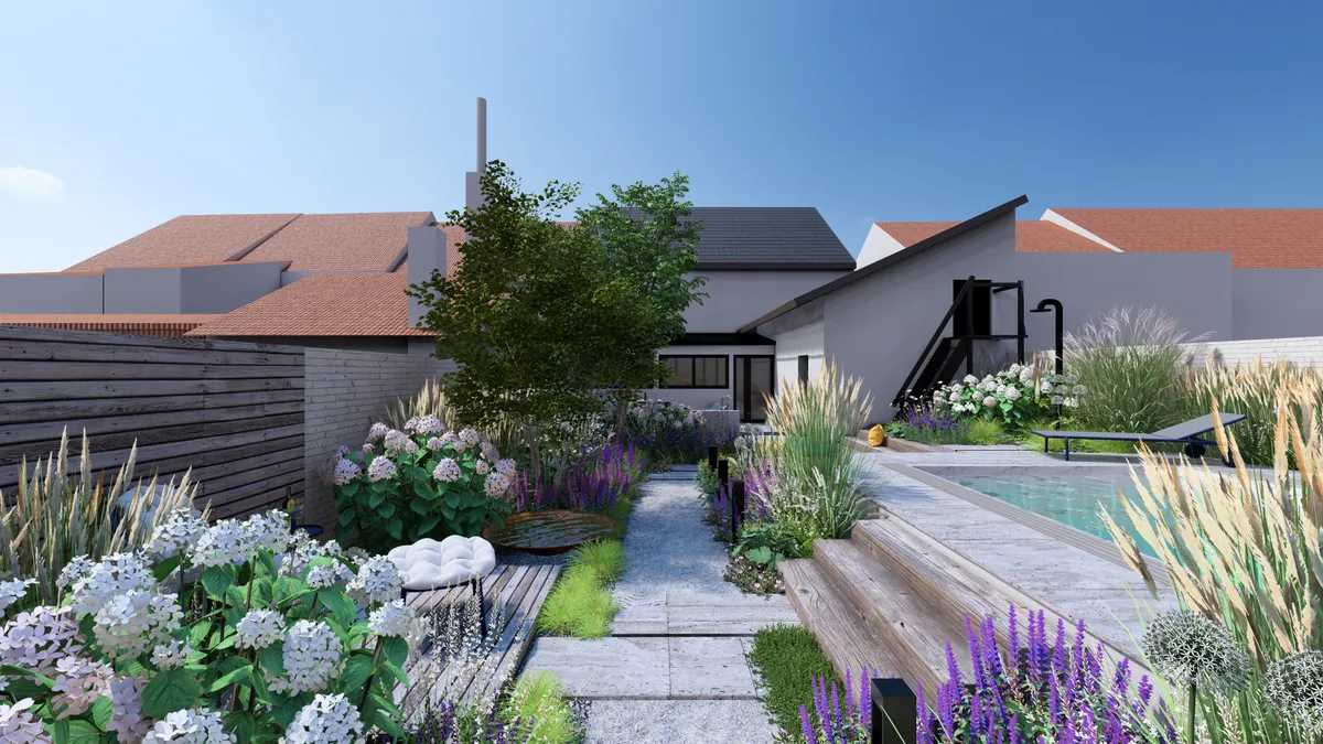 Masivni schody z dubu naproti posezeni