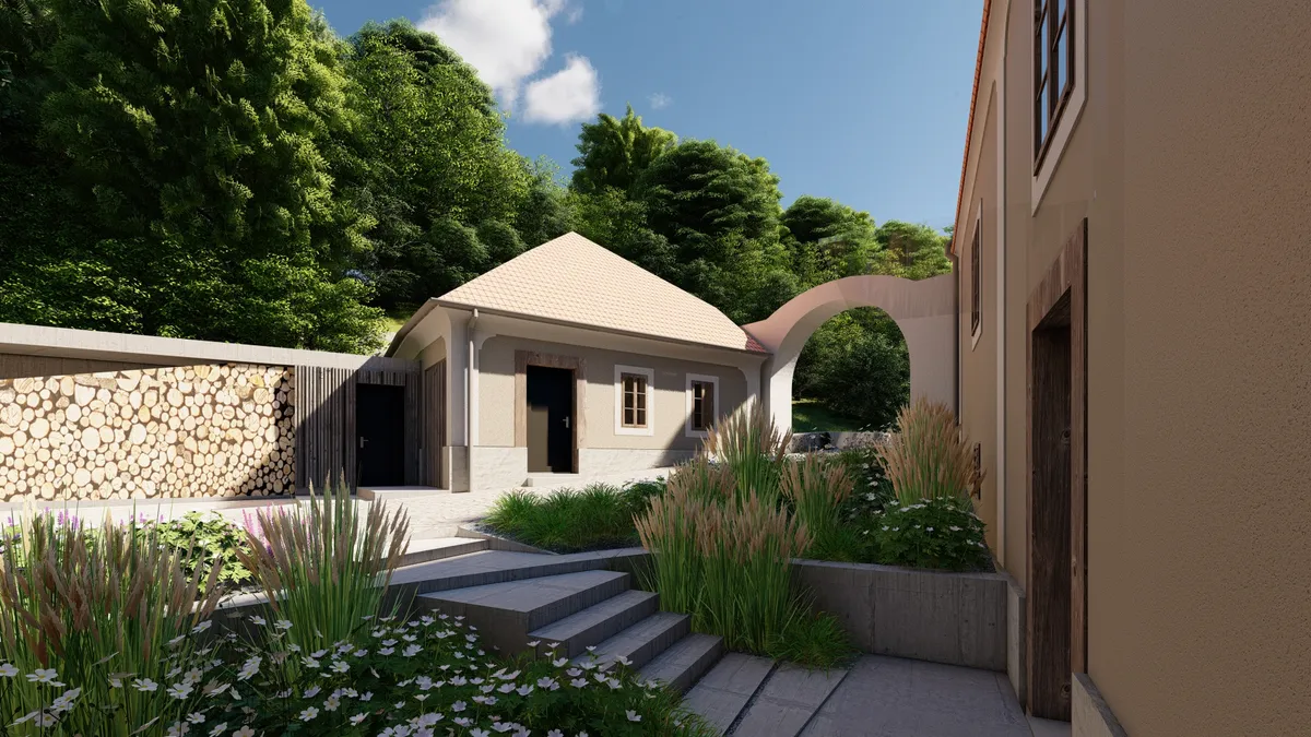 Pohled na vjezd do objektu